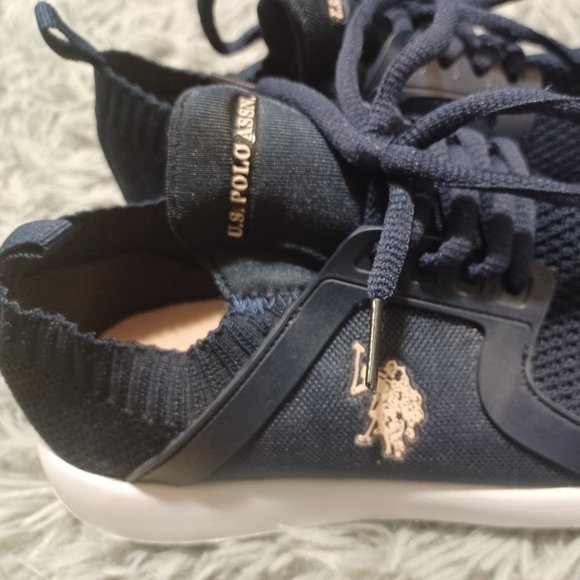 EUC US Polo Assn Navy Blue and White Active Athletic Sneakers Size 7 - Picture 8 of 15